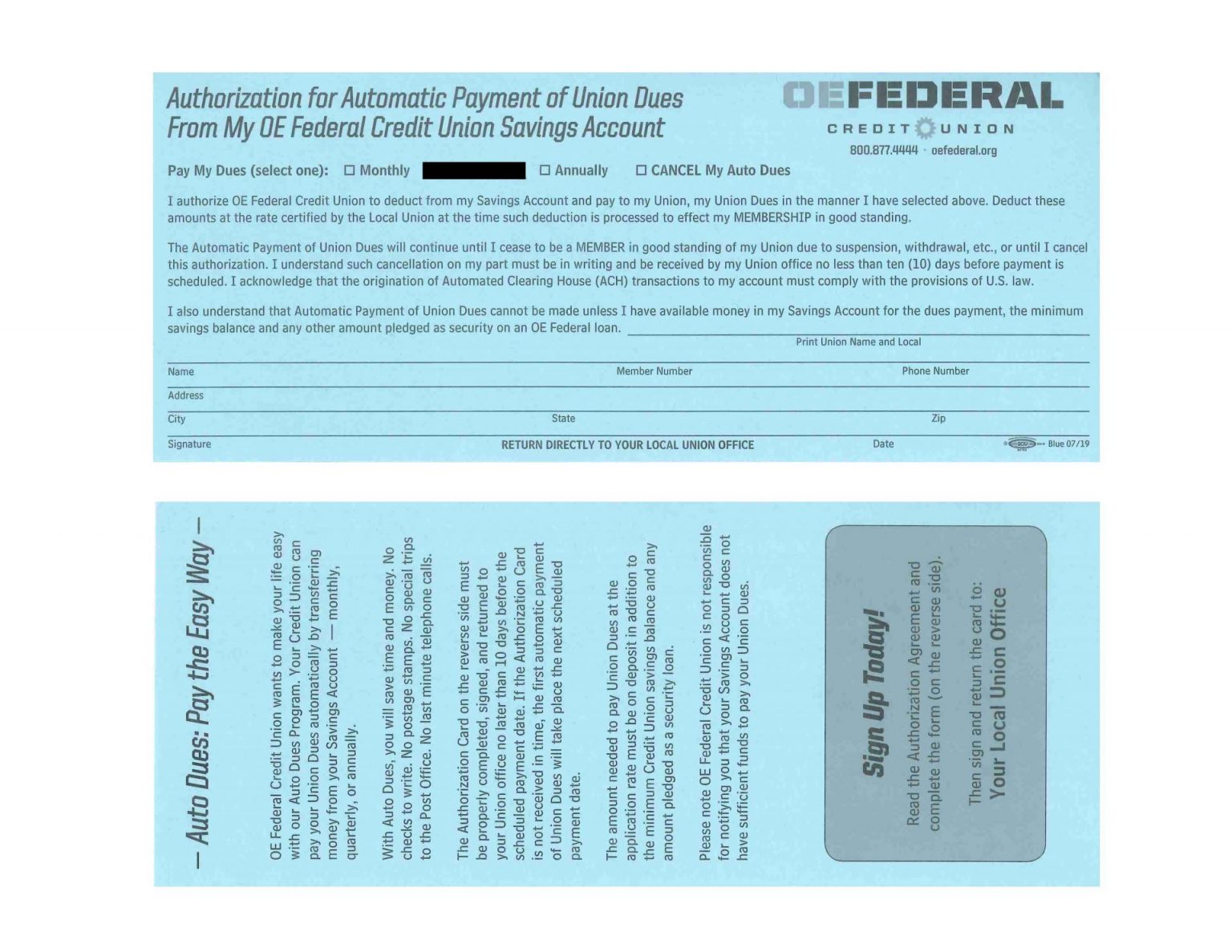 Dues Payments DC16 UNION